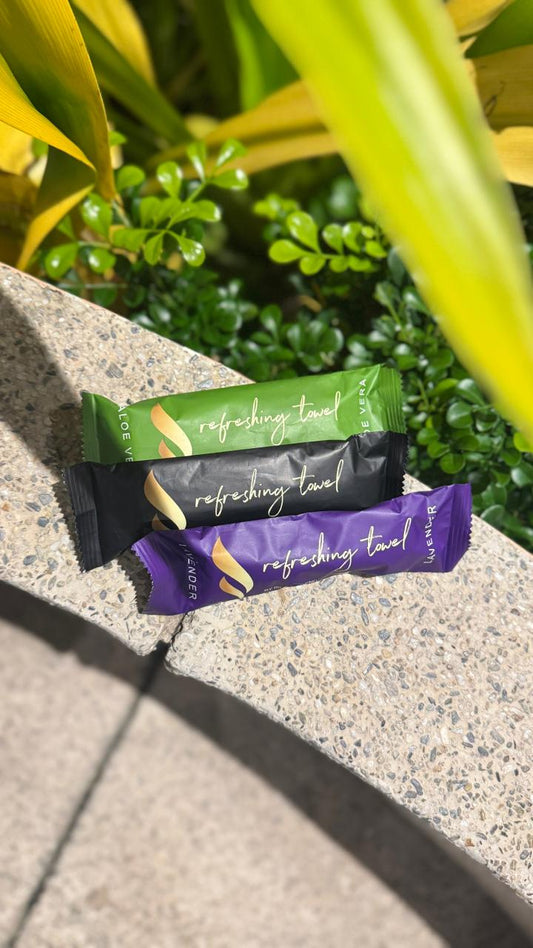 Refreshing Towels in Aloe Vera, lavender and unscented 